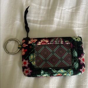 Vera Bradley Floral Key & Card Holder - Black Floral - EUC